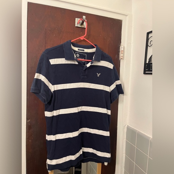 American Eagle Outfitters Other - ❌SOLD❌ American Eagle, Striped Dark Blue And White Polo, size Medium.